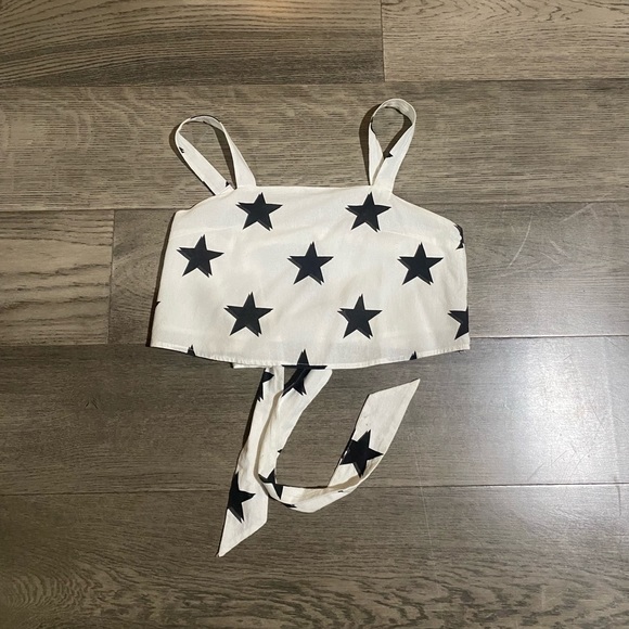 Star Print Linen Top - Picture 1 of 4